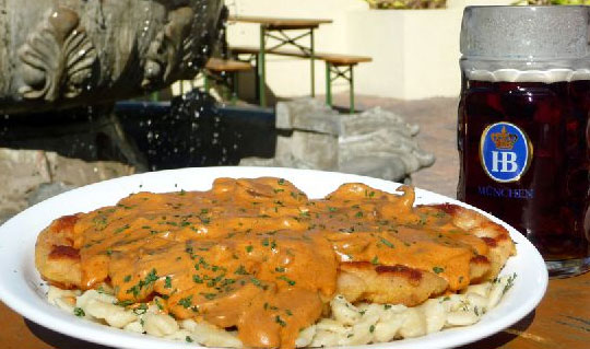 Dining at Hofbrau Beer Garden