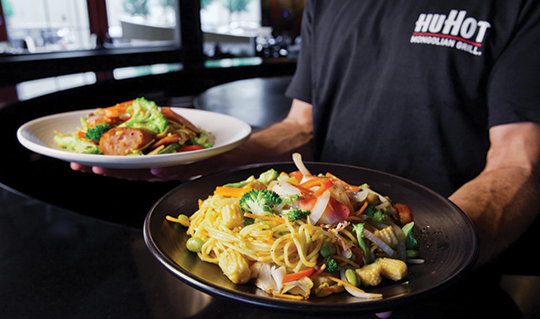 Dining at HuHot Mongolian Grill